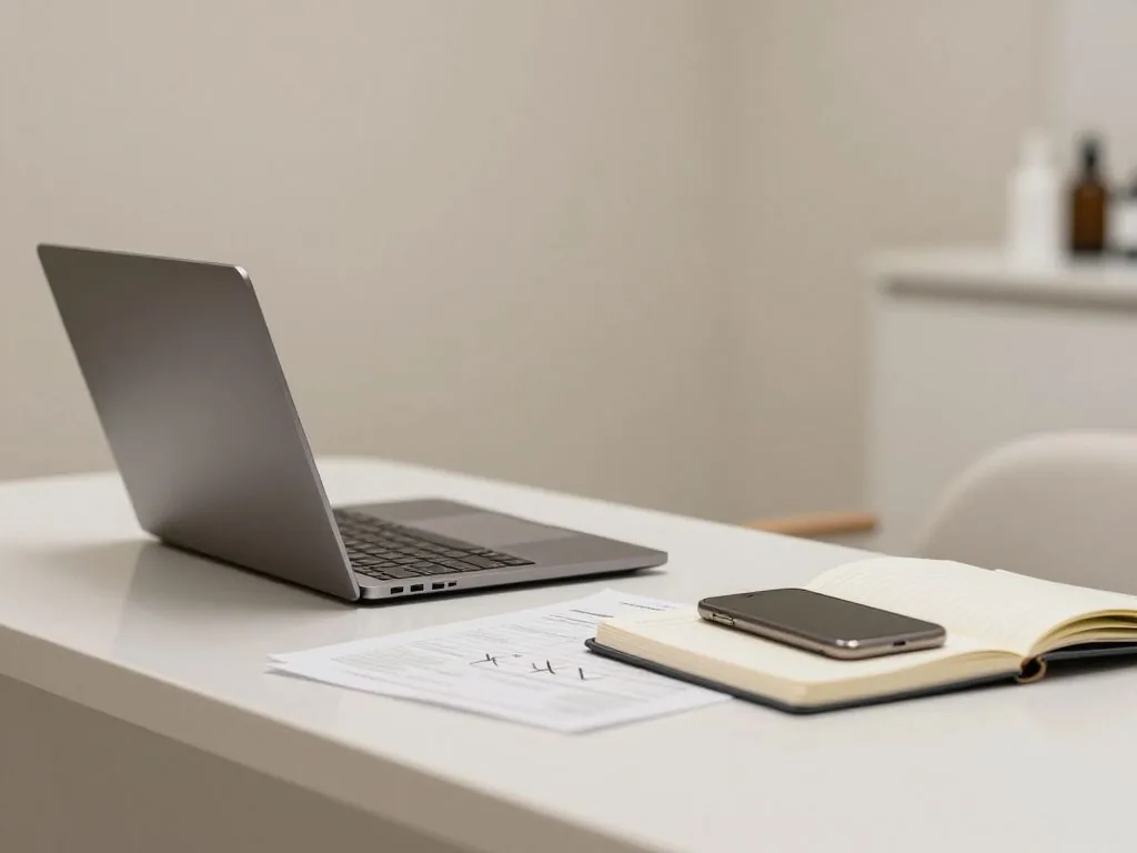 Aesthetic clinic desk with empty diary slots from free consultation no-shows